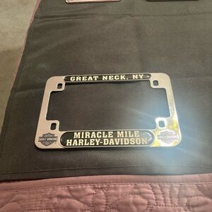 Harley-Davidson Chrome License Plate Frame with Black Accents GREAT NECK NY